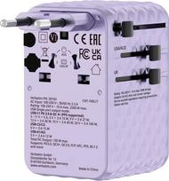 Verbatim Charge 'n' Travel 100W Universal Travel Adapter with retractable cable Purple