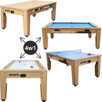Multigerio Stalas 4w1 Bilardo Stalas Tenis Stalas Valgomojo Stalas 214x121,6x81,3 Cm Medinis Enero
