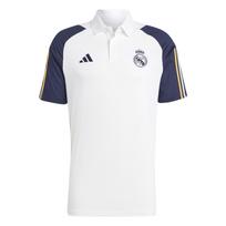 Adidas Real Madrid 2023-2024 Season Comfortable Color Block Badge Pullover Short Sleeve Polo Shirt Men Polo Shirts White IB0844 M