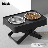 Didelis dvigubas dubuo šuniui: Apsauga nuo smūgių, paaukštintas dizainas maistui ir vandeniui High-grade black gray