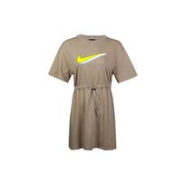 Nike Sportswear 3D šešėlio efekto spausdinimo vienspalvė trumpomis rankovėmis suknelė Moteriškos suknelės Chaki CU5173-342 XS
