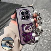 Prabangus dirželis su lanku, meškiuko telefono laikiklio dėklas, skirtas Xiaomi Redmi Note 14 15 Pro Plus 15C 14C 14S 4G 5G, blizgus, atsparus smūgiams, su stoveliu Redmi Note 14 (5G)