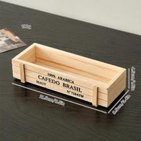 Retro medinė stačiakampė gėlių dėžė sukulentams ir bonsai Unpainted Wood Pencil Box