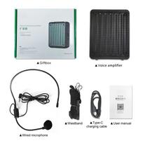 Mini balso stiprintuvas mokytojams, Nešiojamas Bluetooth balso stiprintuvas su ausinių mikrofonu gidams, kalbėjimui, jogai juoda