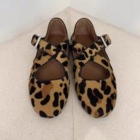 Sheepskin version~ niche cross belt buckle grandma single shoes women's shallow mouth round head versatile Mary Jane lazy flats 35 leopardas