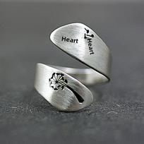 Dandelion Seed S925 Silver Hand-Brushed Winding Ring Adjustable sidabras