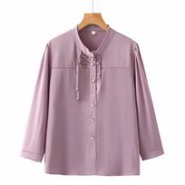 Middle-aged Elderly Autumn New Long-sleeved Shirt Grandma Loose Fashionable Mother Versatile Thin Top XL rožinė