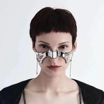 Punk Alien Decent Nose Mechanical Mask Cosplay Chin Gothic Masks Metal Face Wearing Halloween Masquerade Party Accessories nose arsenas