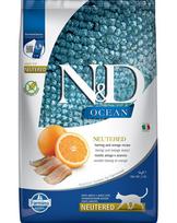 Farmina N&D Ocean Neutered sausas maistas katėms su silke ir apelsinais, 5 kg