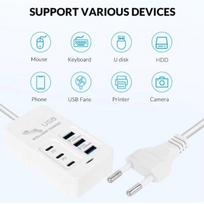 6 in 1 USB įkroviklis 35 W PD Type C, 6 in 1 USB greitasis įkroviklis Quick Charger 3.0 USB Hub EU US Plug, USB Charger Type C.