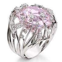 Zhenrong Hot-Selling Pink Crystal Tree Branch Ring - European & American Creative Exaggerated Design for Women Size 10