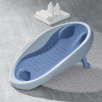 Foldable Baby Bath Seat Non-Slip PP Shower Net Support Ergonomic Backrest Design Easy-Clean Christmas Gift for Toddlers mėlyna