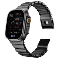 Titanium Fluororubber Band for Apple Watch Ultra 3 2 49mm 46mm 45 44mm Steel Strap for Iwatch 11 10 9 8 7 SE Luxury Watchband Stainless Steel&49mm 46mm 45mm 44mm