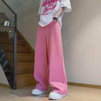 Dopamine Wear Men's Retro Pink-Blue Wide-Leg Jeans: Casual Loose-Fit