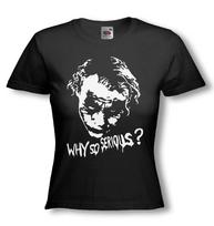 DŽOKERIO MARŠKINĖLIAI - Heath Ledger - Kodėl toks rimtas? - BATMANAS / Moteriški prigludę marškinėliai XL