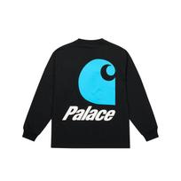 Palace X Carhartt WIP Bendradarbiavimas FW24 Logotipinis ilgomis rankovėmis T-shirt Unisex Viršutiniai drabužiai Juoda I035650-1UV-XX L