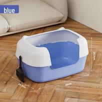 Didelė pusiau uždara kačių kraiko dėžė su aukšta tvorele ir kastuvu – apsauga nuo purslų, kad būtų lengva valyti Semi-enclosed Cat Litter Box mėlyna