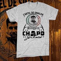 gangsterio marškinėliai El Chapo Sinaloa kartelis Karalius Bosas Gatvės verslas Balti marškinėliai S