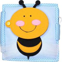 "Jolly Designs Little Bee" - mini tylioji knygelė - Montessori žaislas nuo 6 mėnesių - motorinių įgūdžių ir jutiklių skatinimas - rankų darbo veltinio knygelė - edukacinis žaislas mažyliams - užimta knygelė kelionėms
