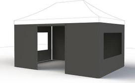 4 pilkų šoninių panelių rinkinys Allrounder pavėsinei 3 x 4,5 m, danga iš 160 g/m² poliesterio, padengta poliuretanu, pilka spalva