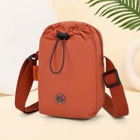 Cross-border Multifunctional Messenger & Phone Bag - Casual Shoulder Bag with Water Bottle & Drawstring Cup Holder, Ideal for Sports & Fitness oranžinė