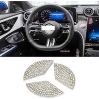 Automobilio interjero kalnų krištolo papuošalai, Mercedes automobilio priedai, Mercedes priedai, Blizgus automobilio vairo deimantinis lipdukas, Suderinamas su