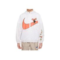 Nike Striukė Su Spausdintu Logotipu Vienspalvė Kvėpuojanti Su Gobtuvu Vaikams Balta DX7482-803 S