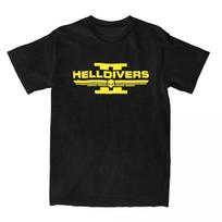 Vintage Helldivers 2 Video Game T-Shirts for Men Women  Tees Shirt Original Clothes M juoda