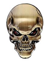 Metalinis kaukolės emblemos 3D lipdukas auksas