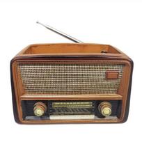 Retro radijo formos gėlių vazonas – kūrybinis dervos amatas namų dekoravimui 12X7X8CM 480g šviesiai ruda spalva