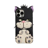 iPhone 11 12 13 14 15 16 17 Pro Max Mielas 3D Liuciferio katės Pelenės besitempiančių kojų uždangalas Mielas animacinis stovas Dėklas iPhone 11