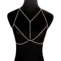 Gothic Sexy Bikini Bra Body Chain Necklace auksas