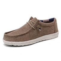 Vyriški laisvalaikio mokasinai korėjietiško stiliaus - Kvėpuojantys, lengvi drobės slip-on batai 44 chaki