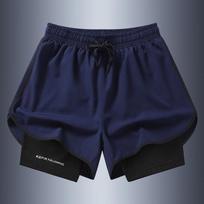Unisex Double-Layer Anti-Exposure Sports Shorts for Running and Fitness 2xl spalva