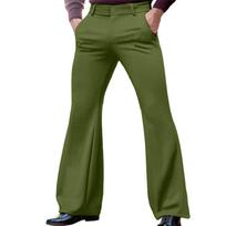 Men's Flared Pants In Multiple Colors - White, Black, Green, Purple, Red, Grey, Khaki, Brown L armijos žalia spalva