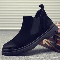 H688 Mid-Cut Men's Retro British Martin Chelsea Boots, Large Sizes Available 43 juoda