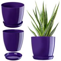 Gėlių vazonas su stovu plastikiniu dangteliu Gėlių vazonas 28cm Violetinės Kadax Gėlės