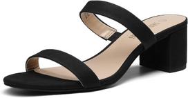 Dream Pairs Moteriški Sandalai Su Dviem Dirželiais Ir Storu Kulnu - Juodi 41, 41
