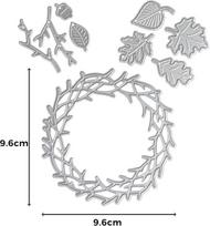 Metalo trafaretas rudens vainikas su lapais ir šakomis, 9.6 cm