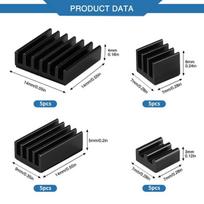 Aliuminio aušintuvų rinkinys Raspberry Pi 4, 20 vnt.