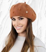 Kamea moteriška beretė LINDA*03, camel/rudy, Universalus