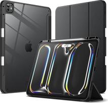 JETech dėklas "iPad Pro" 13 colių M5/M4 (2025/2024) su rašiklio laikikliu, skaidrus permatomas galinis korpusas, plonas stovas, smūgiams atsparus planšetinio kompiuterio dangtelis, žadinimo/užmigdymo automobilyje funkcija (juodas)