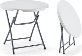 KAIHAOWIN sulankstomas stalas 80 cm Stovyklavietės stalas Apvalus valgomojo stalas Plastikinis erdvę taupantis sodo stalas sulankstomas baltas, skirtas naudoti lauke viduje