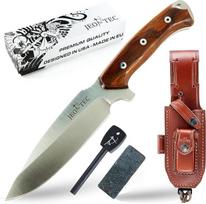JEO-TEC Nº15 Lauko kempingo peilis su diržu Medžioklinis peilis Išgyvenimo peilis Bushcraft Knife - Vokiškas plienas Böhler N690C - Odinis dėklas + Ugnies plienas + Peilio galąstuvas