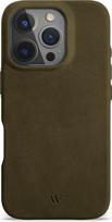 WIIUKA dėklas "iPhone 16 Pro", odinis iš Vokietijos, odinis itin plonas, aukščiausios kokybės mobiliojo telefono dėklas, Qi, Vintage Green Olive