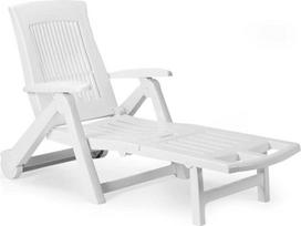"Dmora" - "Livorno" gultas, reguliuojamas sodo gultas su ratukais, lauko gultas, 100 % pagamintas Italijoje, 195 x 72 x 101 cm, baltos spalvos