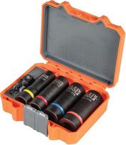 Klein Tools 66040 2 in 1 smūginių galvučių rinkinys, 5 dalių įrankių rinkinys su 12 gilių galvučių su 1/2 colio pavara, įskaitant įrankių dėžutę