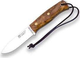 Medžioklinis peilis Joker Ember F CO123-P Medžioklinis peilis Rudas odinis dėklas su ugniai atspariu plienu Diržinis peilis, kurio geležtė 10,5 cm, pagamintas iš SANDVIK 14C28N plieno, alyvuogių medžio rankena, skirtas žvejybai, medžioklei, stovyklavimui