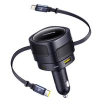 Usb-c Automobilinis įkroviklis Su Usb-c "iphone Lightning" Kabeliu 90 W - Juodas