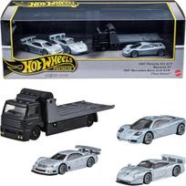 MINIMALIAI PAŽEISTA PAKUOTĖ!!!   Hot Wheels Premium Diorama Modeliukas (1997 Porsche 911 GT1 McLaren F1 , 1997 Mercedes-Benz CLK-GTR, Fleet Street) (yra Sandėlyje)